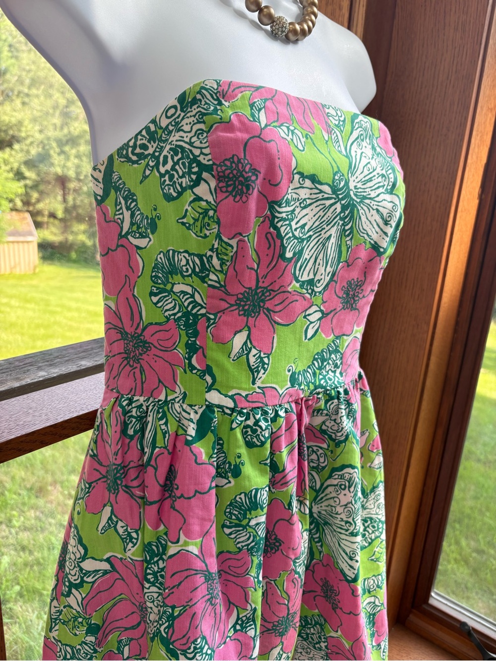 RARE Lilly Pulitzer Lottie Strapless Dress 🌸 Bloomin’ Cocoonin’ 💚 Sz 6 31” B 29 - Picture 1 of 12